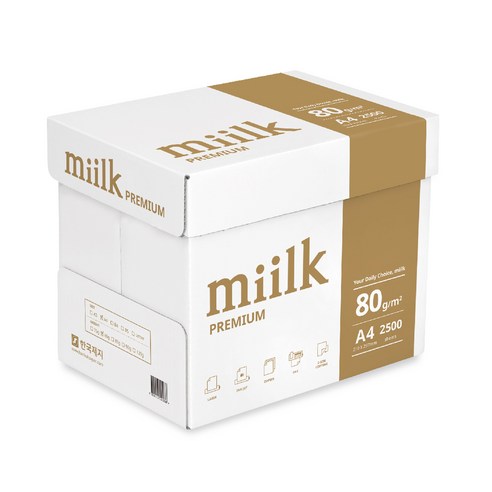 미ilk 프리미엄 백색 복사용지 A4 80g – 2500매 복사용품