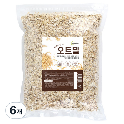우리가스토리 압착 귀리 오트밀, 1.5kg, 6개