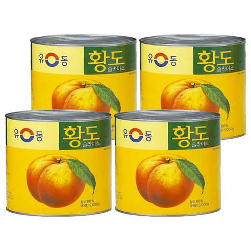 유동 황도 슬라이스 통조림, 3kg, 4개