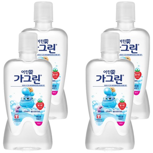 가그린 어린이용 구강세정제 딸기향 랜덤발송, 380ml, 4개