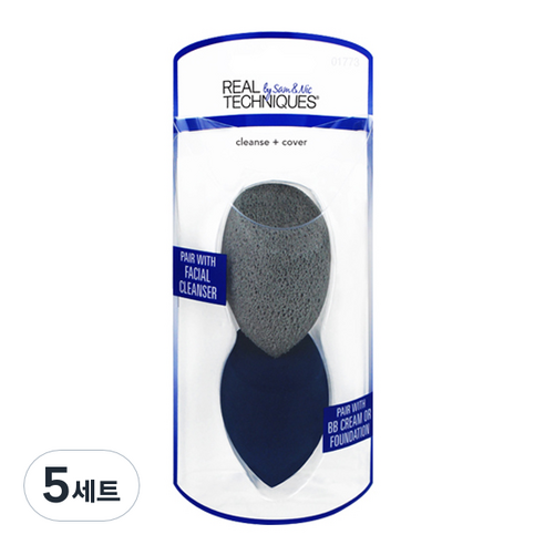 리얼테크닉 FOR MEN 스펀지 클렌징 + 미라클 커버, 혼합 색상, 5세트