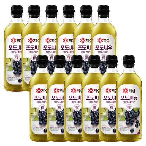 백설 포도씨유, 900ml, 12개