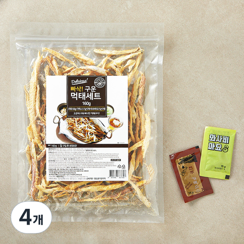 해맑은푸드 빠삭 구운 먹태 + 소스 세트, 160g, 4개