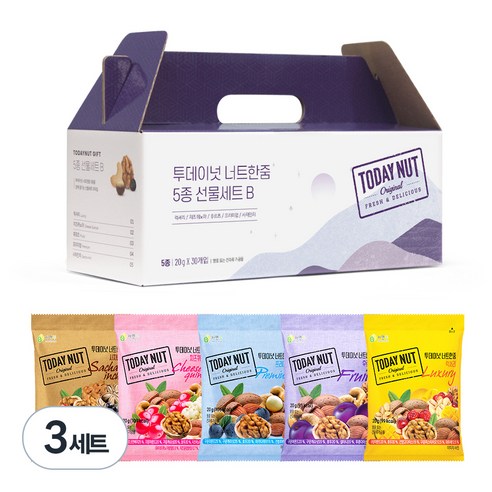 투데이넛 너트한줌 5종 선물세트 B, 600g, 3세트