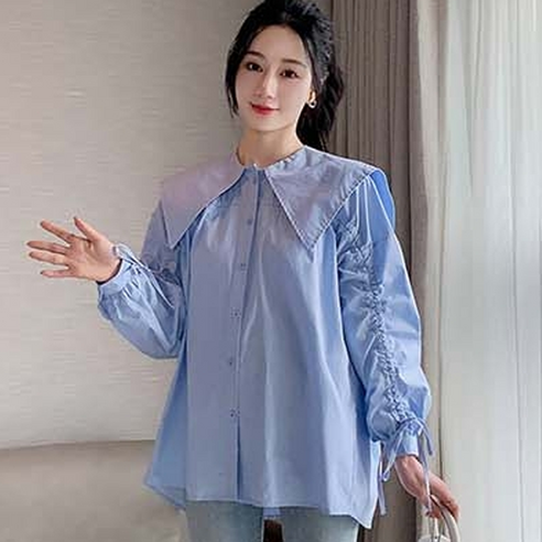 슈슈링 셔링 소매 임산부 블라우스