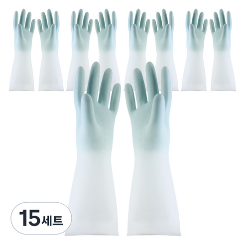 모나홈 예쁜 반투명 니트릴 고무장갑 양손착용 세트, 파스텔블루, 중(M), 15세트