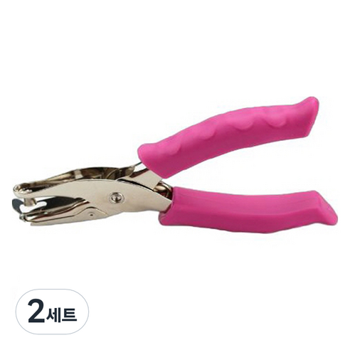 마다꾸미 컬러 핸드 1공 펀치 6mm, 로즈레드, 2세트