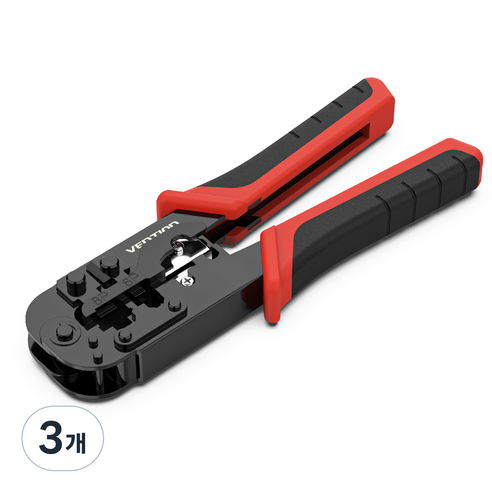 벤션 6P 8P 랜선 탈피 커팅 압착 멀티펑션 랜툴 KEDB0, 블랙 + 레드, 3개, 185mm
