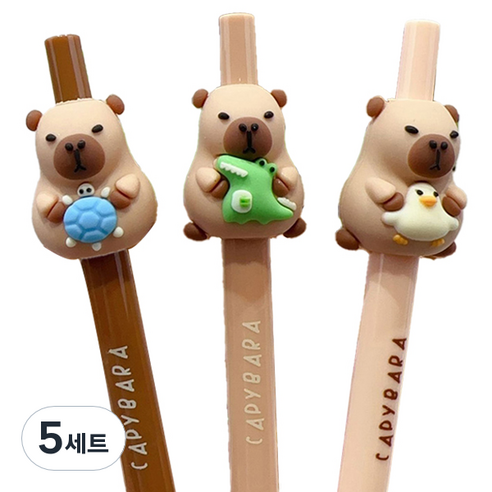 아트조이 카피바라 클릭 젤 잉크펜 0.5mm 3종 세트, 혼합색상, 5세트