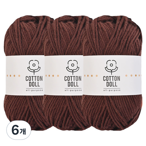 니뜨 코튼돌 뜨개실 50g, 6개, 38다크브라운
