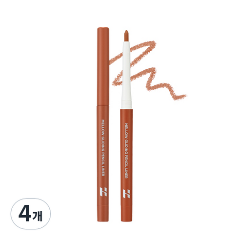홀리카홀리카 멜로우 글라이딩 펜슬 라이너 0.3g, 04 코랄 브륄레, 4개
