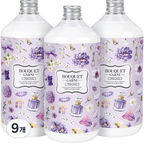 부케가르니 딥퍼퓸 섬유유연제 화이트머스크, 1000ml, 9개