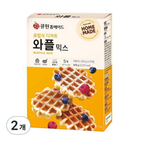 큐원 홈메이드 와플믹스 500g 2개 세트 계란빵반죽