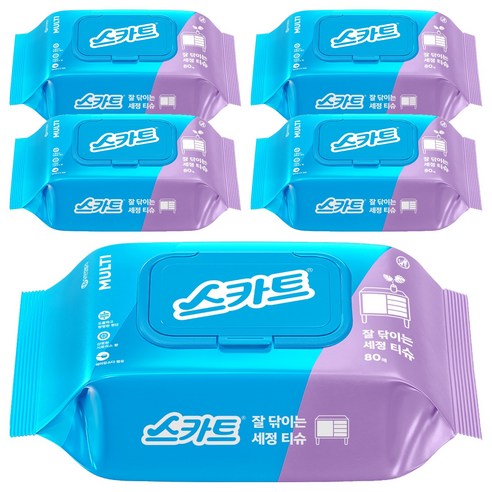 스카트 잘 닦이는 세정티슈, 5개