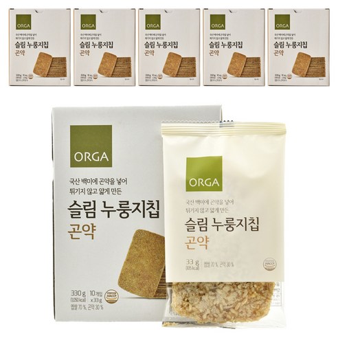 ORGA 슬림누룽지칩 곤약 10개입, 33g, 6개
