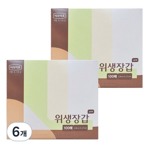 롯데이라이프 실속형 위생 비닐장갑, 100개입, 6개