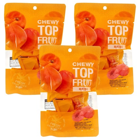 탑후르츠 피치젤리, 65g, 3개
