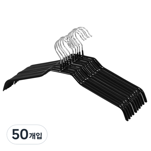 네이쳐리빙 논슬립 코팅 셔츠 자켓 상의 옷걸이, 블랙, 50개입