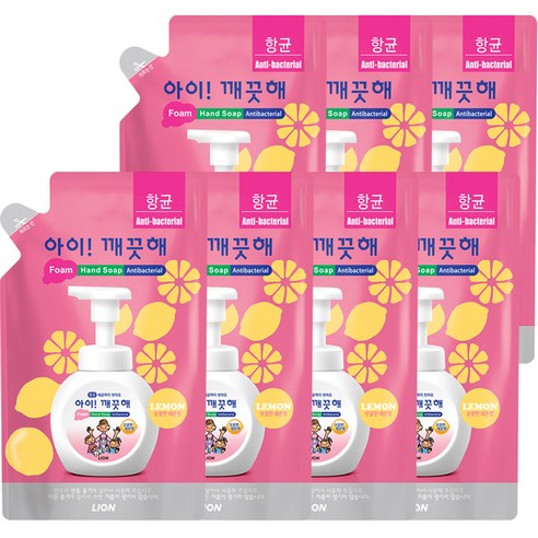 아이깨끗해 핸드워시 거품형 리필 레몬향, 200ml, 7개