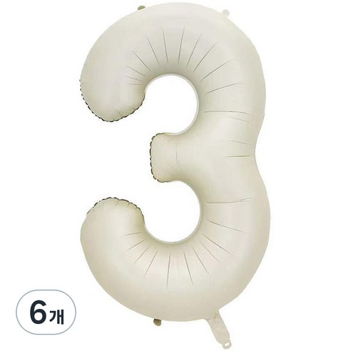 팡파티 숫자 레터링 풍선 101cm 3, 화이트, 6개