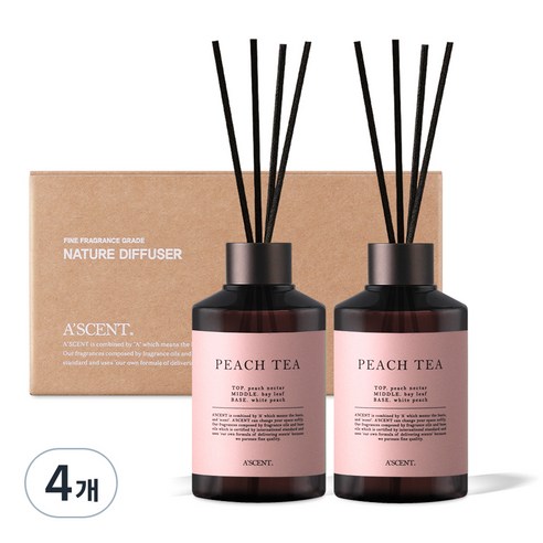 에이센트 실속형 디퓨저, 피치티, 200ml, 4개