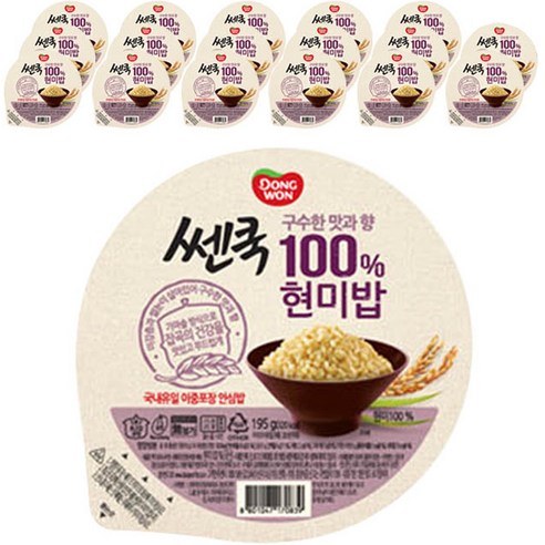 쎈쿡 100% 현미밥, 190g, 18개