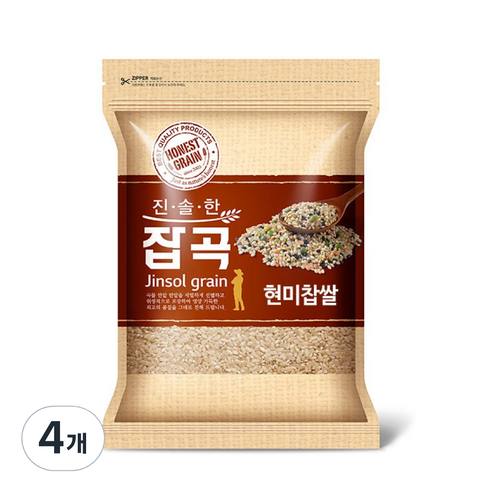 진솔그레인 국산 현미찹쌀, 1kg, 4개