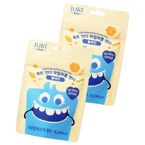 룩트 킨디 자일리톨 캔디 플레인, 35g, 2개