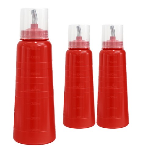 일상속반짝 국내생산 뚜껑 위생 초장 용기 레드, 650ml, 3개