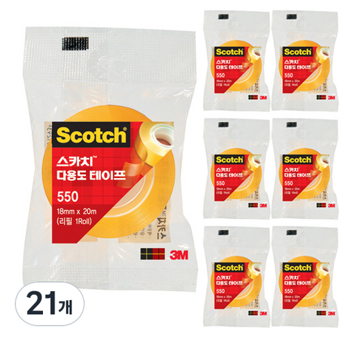 스카치 다용도 테이프 550 리필 18mm x 20m, 21개