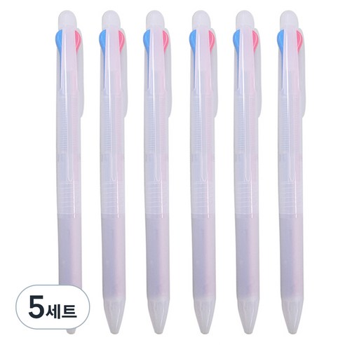 문구담 삼색펜 6p, 검정 + 파랑 + 빨강, 5세트