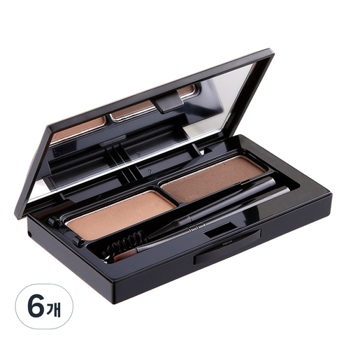비디보브 메가 브로우 팩트 5.5g, 1호 라이트 브라운 + 미디움 브라운, 6개