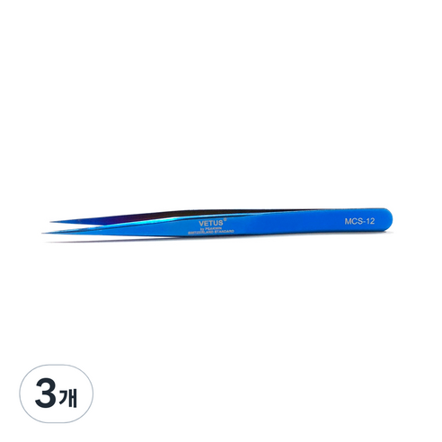 비투스 속눈썹 핀셋 MCS-12, 블루, 3개
