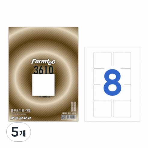 한국폼텍 폼텍 LQ-3610 레이저/잉크젯 라벨 20매, 5개