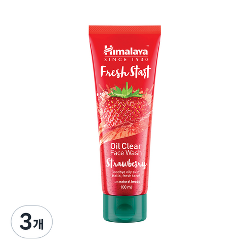 히말라야 프레쉬 스타트 오일 클리어 페이스 워시 스트로베리, 100ml, 3개