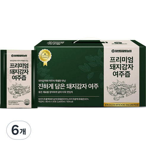 참앤들황토농원 프리미엄 돼지감자 여주즙 30p, 2.4L, 6개