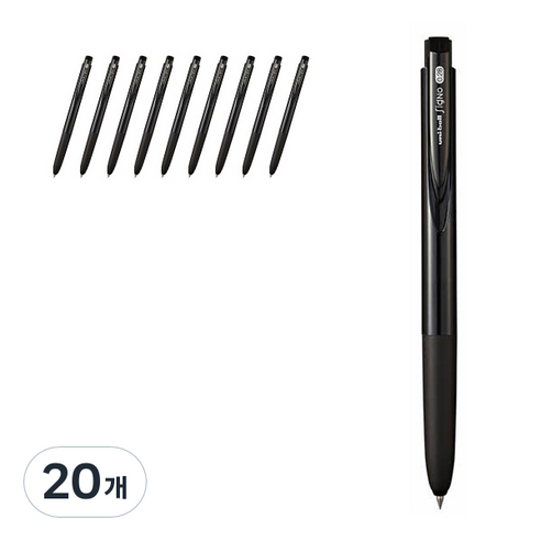 시그노 알티원 노크 젤잉크펜 UMN155 0.38mm, 블랙(24), 20개