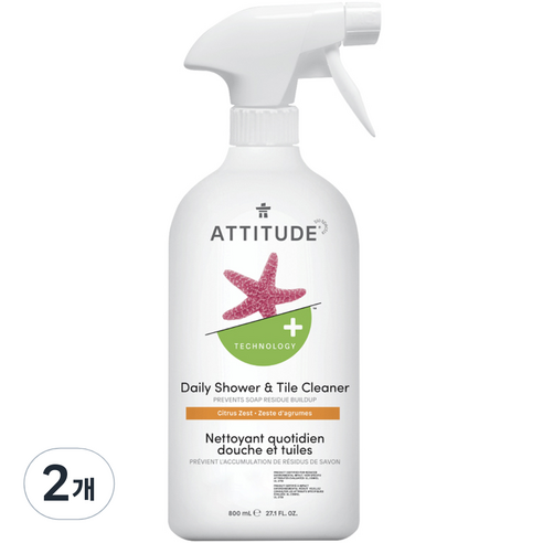 에티튜드 타일 욕조클리너 시트러스제스트향, 800ml, 2개