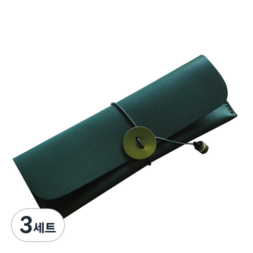 더보테가 핸드메이드 가죽 필통 + 펜슬캡 세트 각인 무, 풀그레인 파인그로브, 3세트