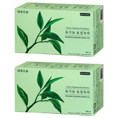 대한다업 유기농 보성녹차, 1.2g, 2개, 100개입