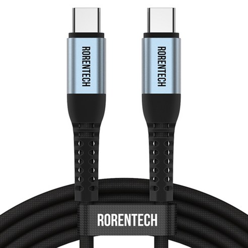 로랜텍 초고속 충전케이블 C to C PD 60W, 0.5m, 실버블랙