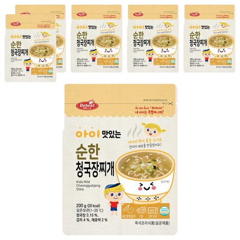 베베스트 유아용 아이 맛있는 순한 청국장찌개, 200g, 6개