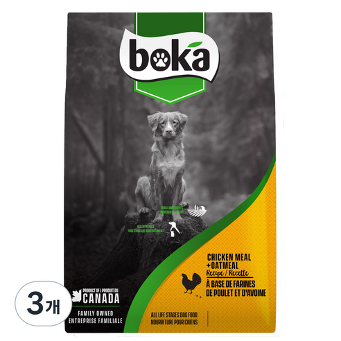 보카 강아지 전연령 치킨과 오트밀 건식사료, 1.2kg, 3개, 닭