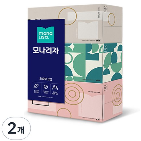 모나리자 펄프 미용티슈 2겹, 280매, 6개