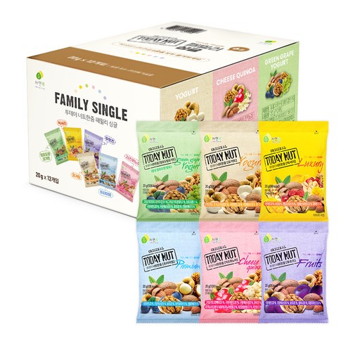 투데이넛 너트한줌 6종 세트, 240g, 1세트