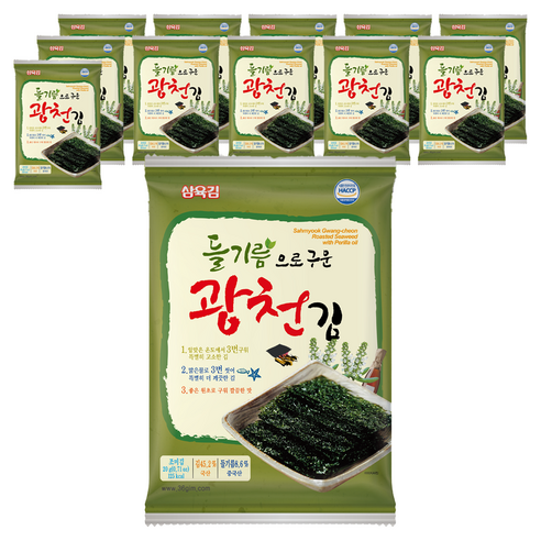 삼육김 들기름으로 구운 광천 전장김, 20g, 12개