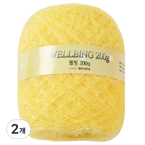 청송뜨개실 웰빙수세미 콘사 뜨개실 200g, 02 노랑, 2개