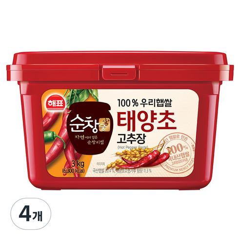 해표 순창궁 우리햅쌀 고추장, 3kg, 4개