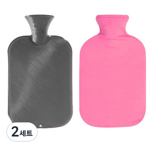 파쉬 양면빗살 핫팩 물주머니 2L 랜덤 발송 + 면쭈리커버 핑크, 2세트