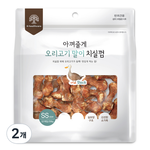 아껴줄게 강아지 치실껌 오리고기말이 간식 32p, 오리고기, 256g, 2개